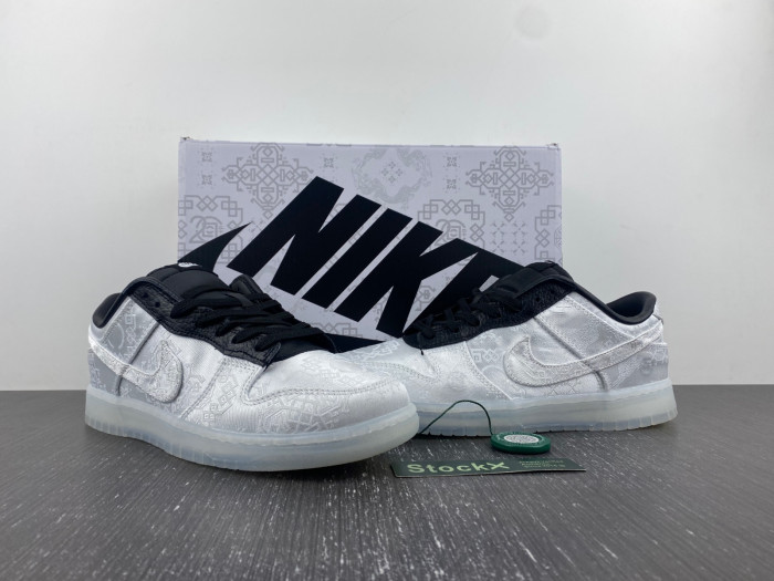 CLOT x fragment x Nike Dunk Low Colorway: White/Black  FN0315-110