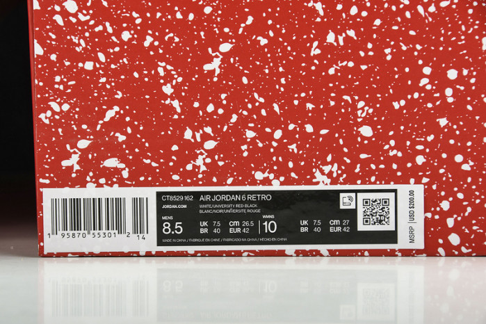 Air Jordan 6 ““Red Oreo” CT8529-162